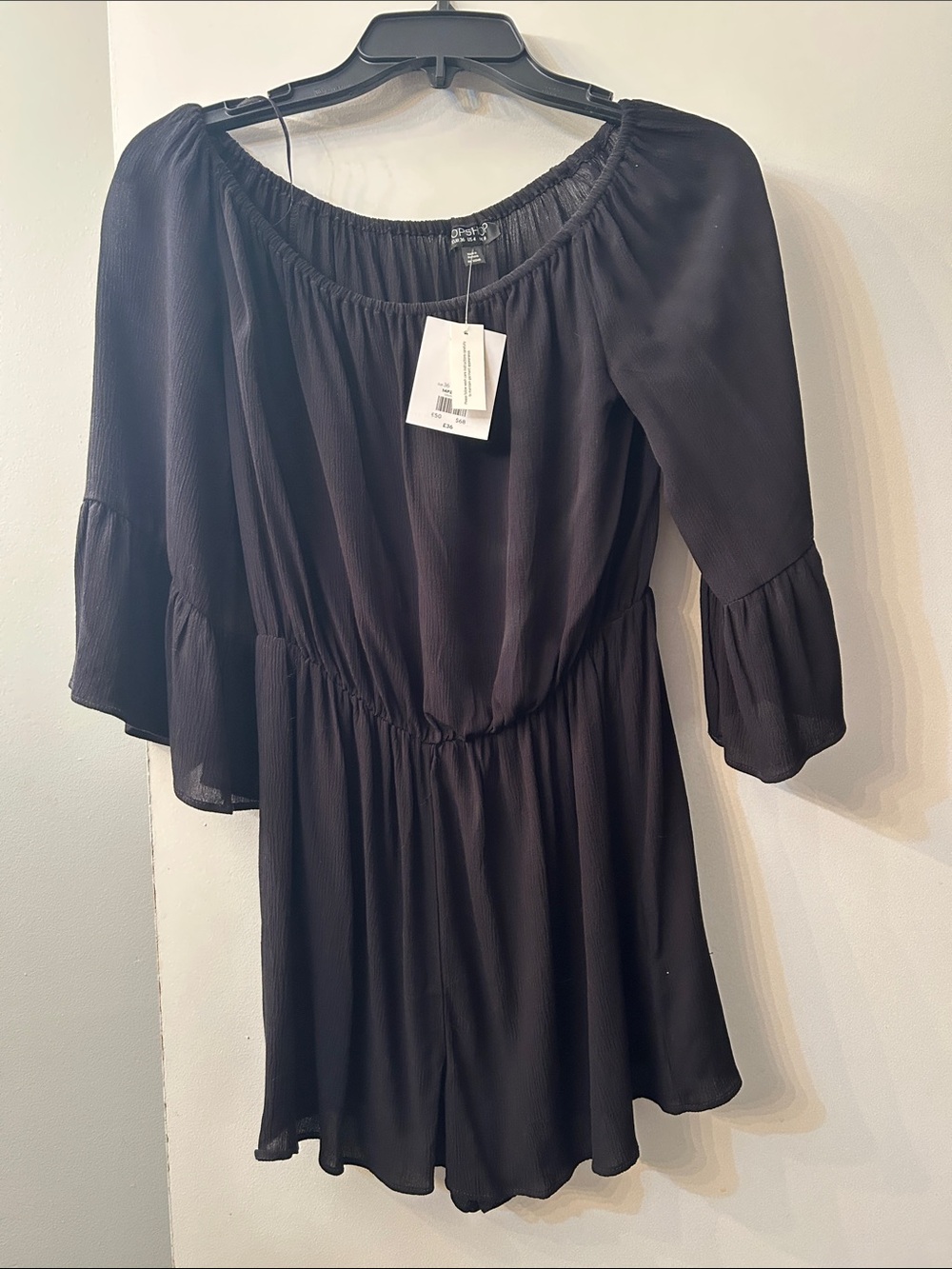 Topshop Black Off-the-Shoulder Tunic Romper